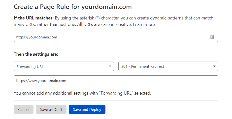 Creación de regla en Cloudflare