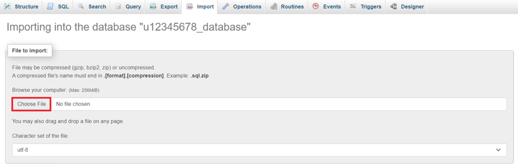 Interfaz de phpMyAdmin