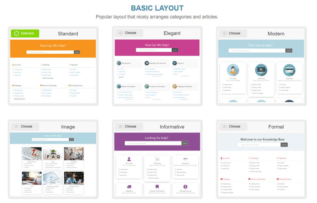 Opciones básicas de diseño de Echo Knowledge Base
