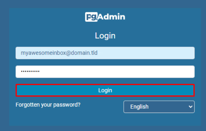 Inicio de sesión en pgAdmin