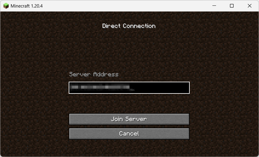 Interfaz de conexión de Minecraft