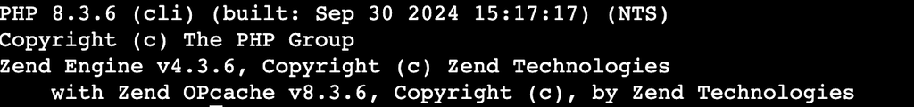 Shell mostrando versión PHP instalada.