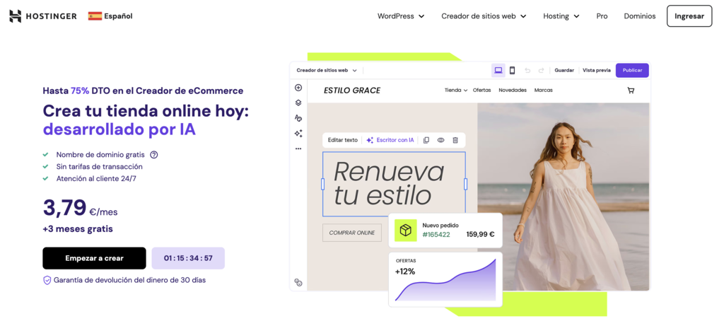 P&aacute;gina web de Hostinger