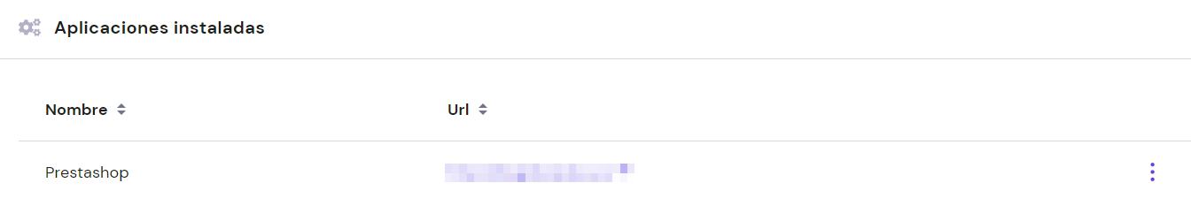 Sección de Aplicaciones instaladas de PrestaShop