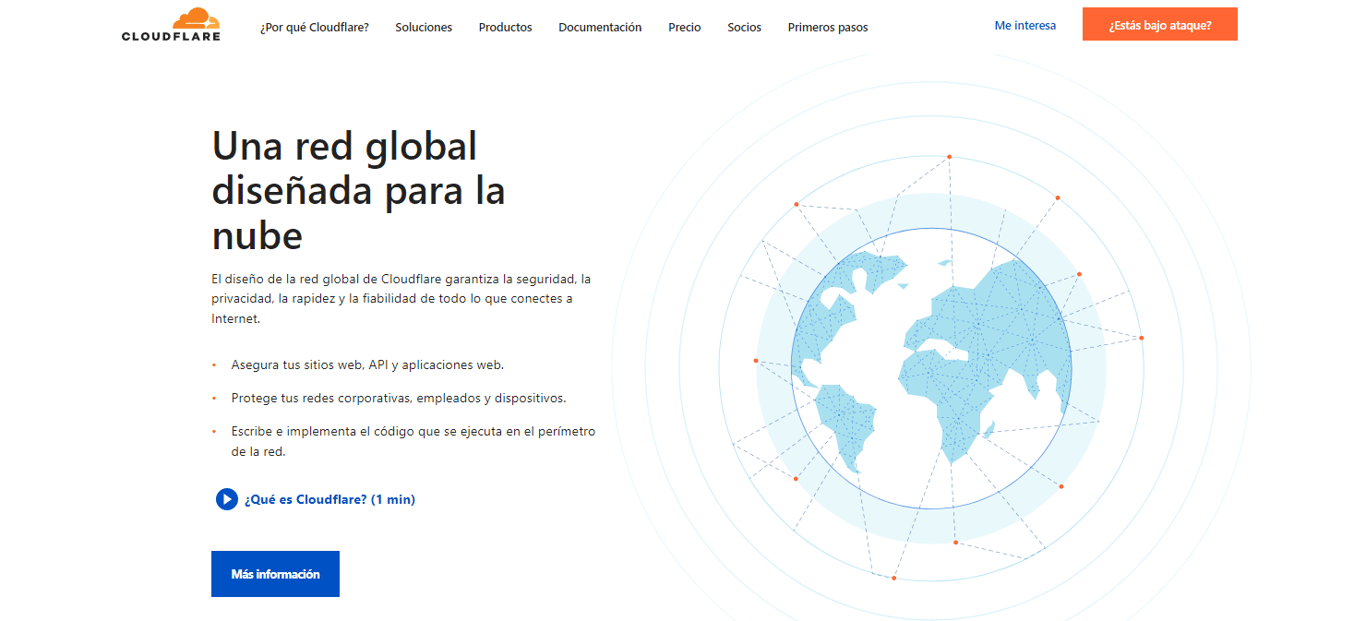 P&aacute;gina de inicio de CloudFlare