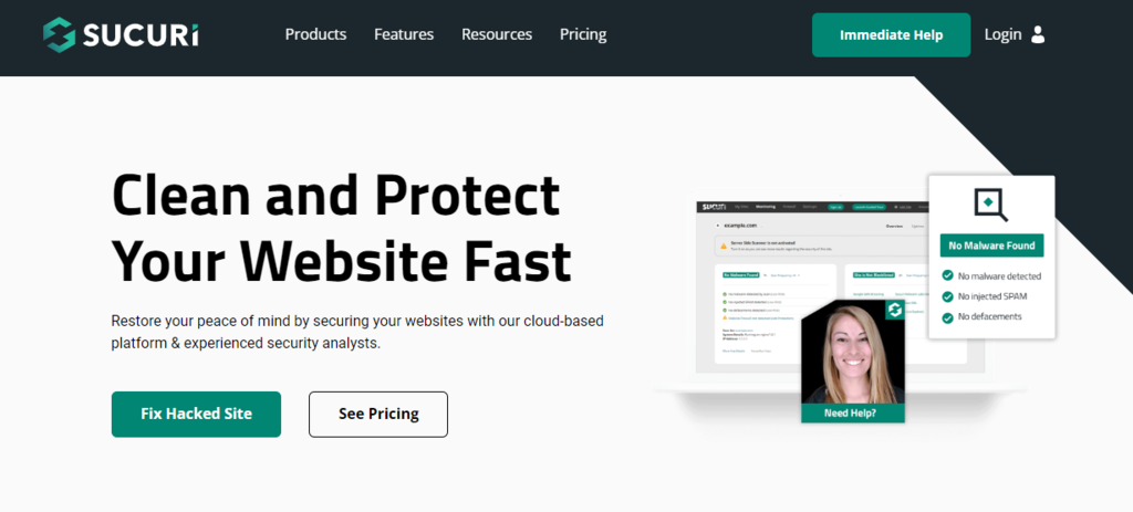 Página de inicio del plugin Sucuri Security