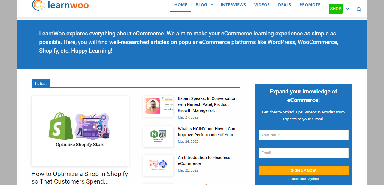 Sitio web LearnWoo