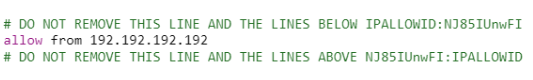 Imagen que muestra el código con allow from