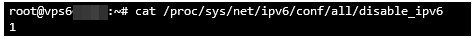 Pantalla de visualización si la desactivación de IPv6 se realizó con éxito.