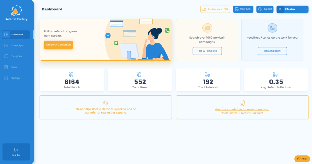 Panel de control de Referral Factory