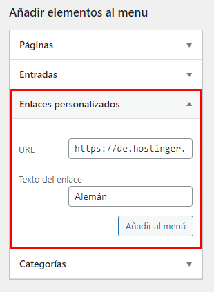 Agregar un enlace personalizado al menú de WordPress 