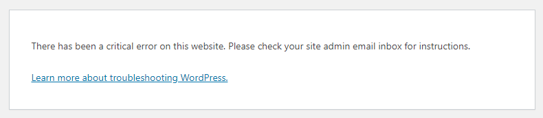 Mensaje "ha habido un error cr&iacute;tico en esta web" en WordPress
