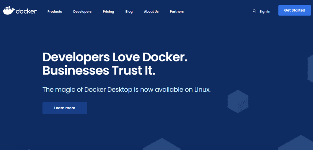 Página de inicio de Docker