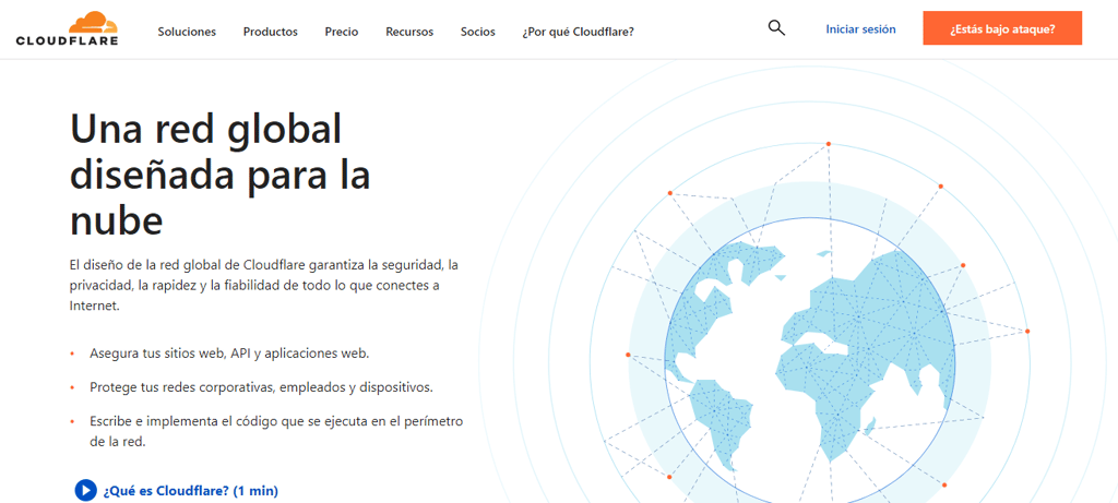 P&aacute;gina de inicio de Cloudflare