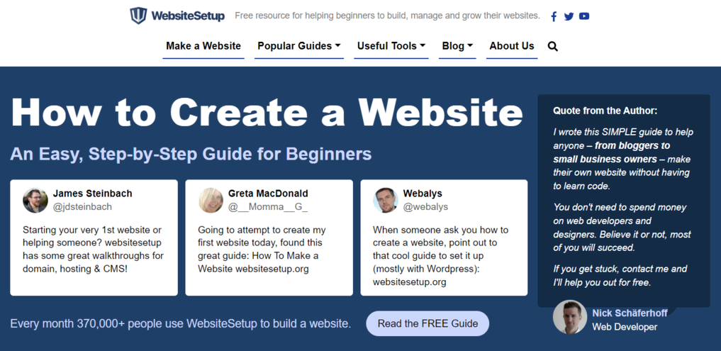 Sitio web de marketing de afiliados Website Setup