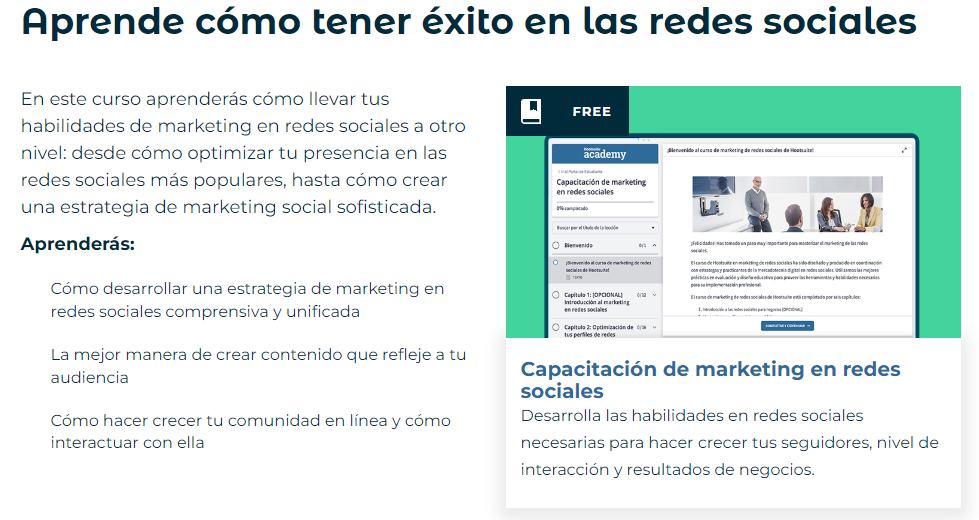 Curso de la Academia de Hootsuite para tener éxito en redes sociales