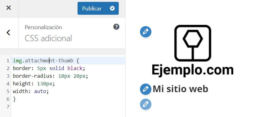 Secci&oacute;n para editar CSS en el Personalizador de WordPresss