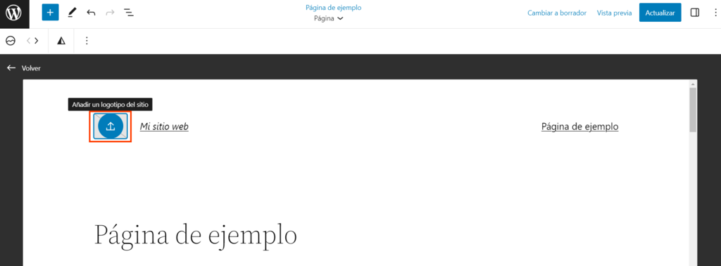 Opci&oacute;n para a&ntilde;adir logotipo de la cabecera en el editor de bloques