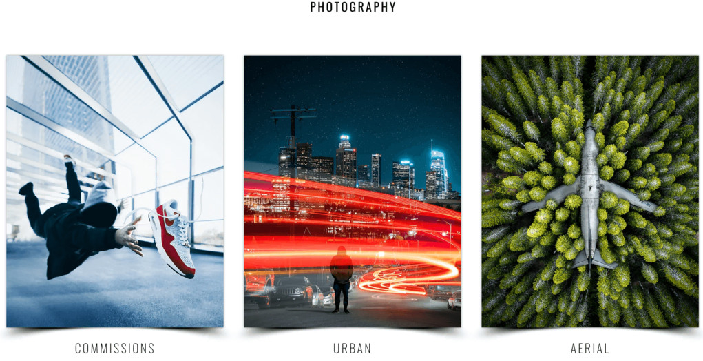 Categorías en el portfolio de fotografía de Demas Rusli
