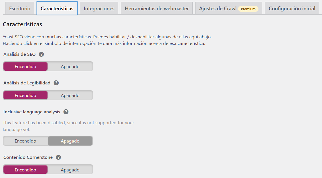 Características del plugin de Yoast