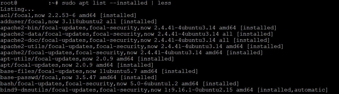 Uso de argumento less en Ubuntu