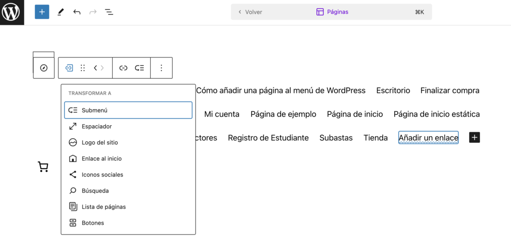 Opci&oacute;n de a&ntilde;adir Submen&uacute; en el men&uacute; de WP 