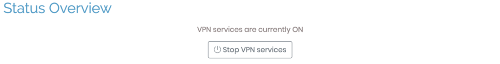 La página de resumen de estado en el panel de OpenVPN