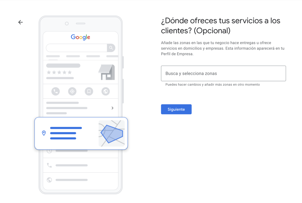 Secci&oacute;n de ofrecimiento de servicios a los clientes en GMB