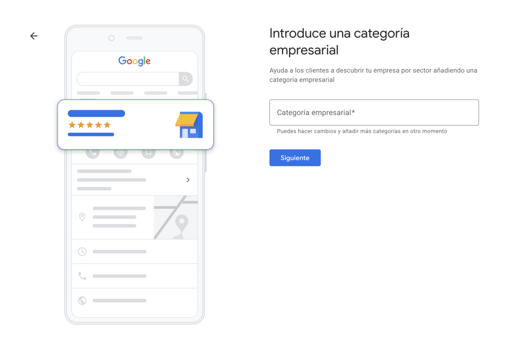 Introducir categor&iacute;a empresarial en GMB