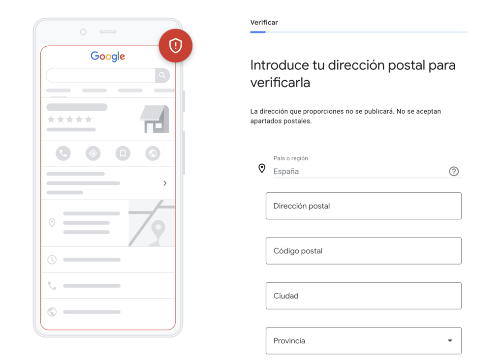Verificaci&oacute;n de cuenta de GMB