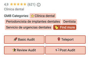 Ejemplo de uso de GMB Everywhere