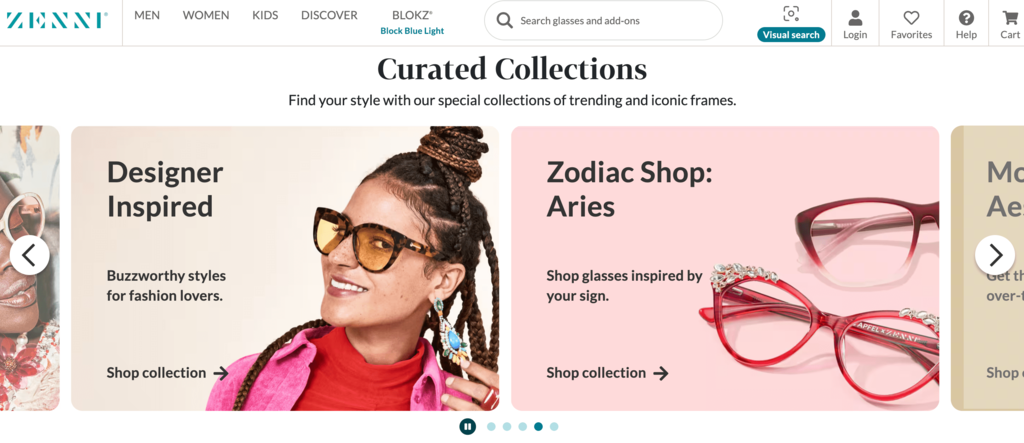 Sitio web de Zenni