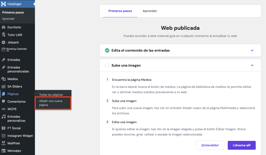 Panel de WordPress