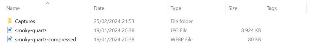 Comparación de peso de imágenes luego usar GIMP