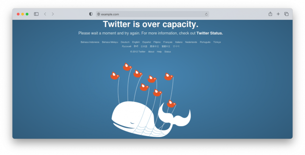 Mensaje de error 502 Bad Gateway de Twitter