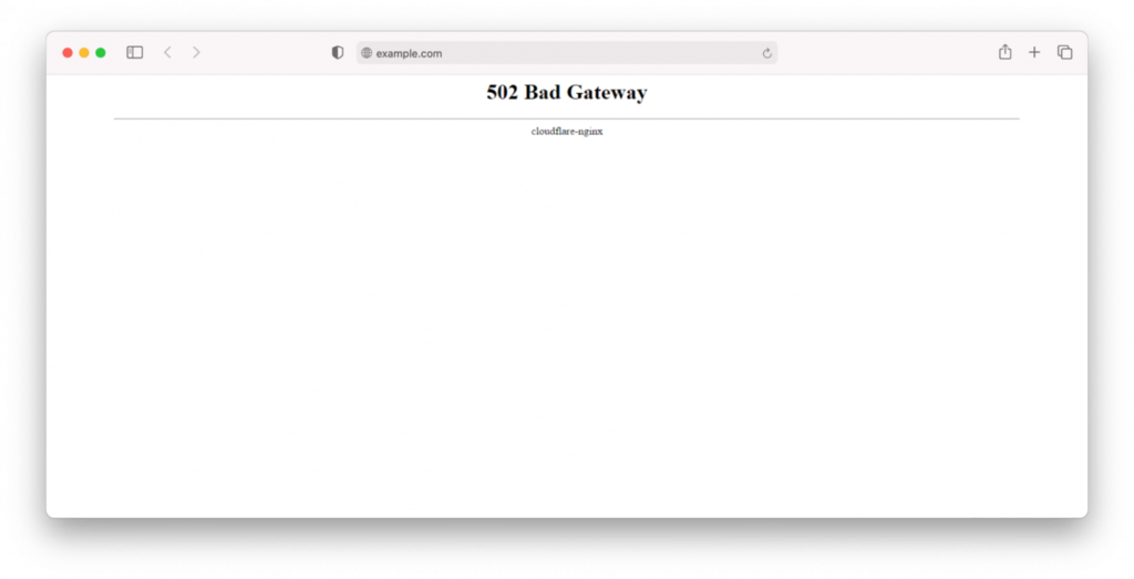 Error 502 Bad Gateway de Cloudflare