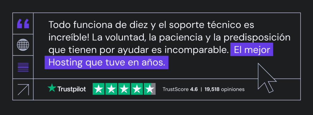 Banner testimonio de Hostinger