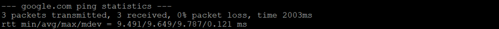 L&iacute;nea del resumen estad&iacute;stico del comando ping