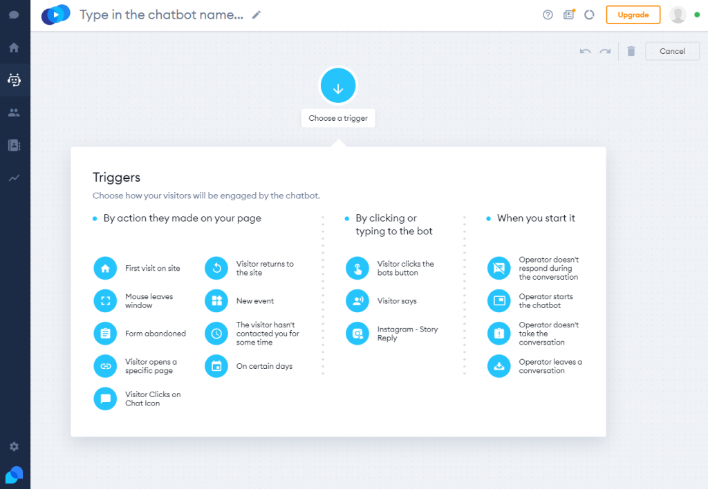 Editor de chatbot Tidio