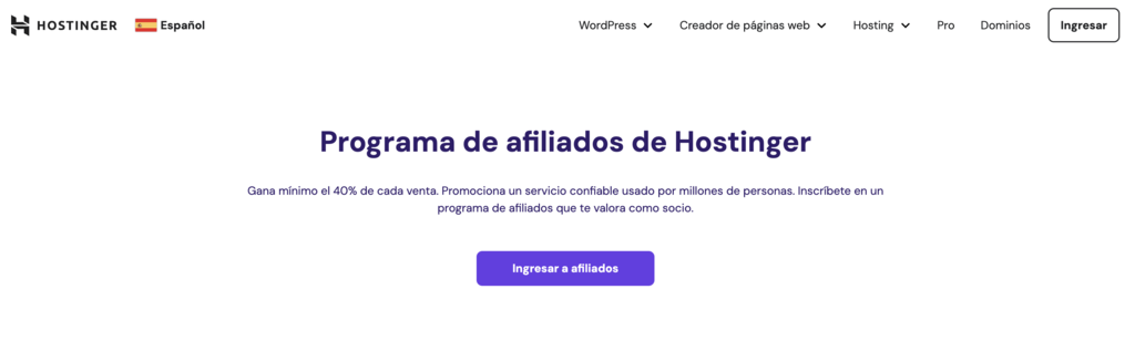 Programa de afiliaci&oacute;n de Hostinger