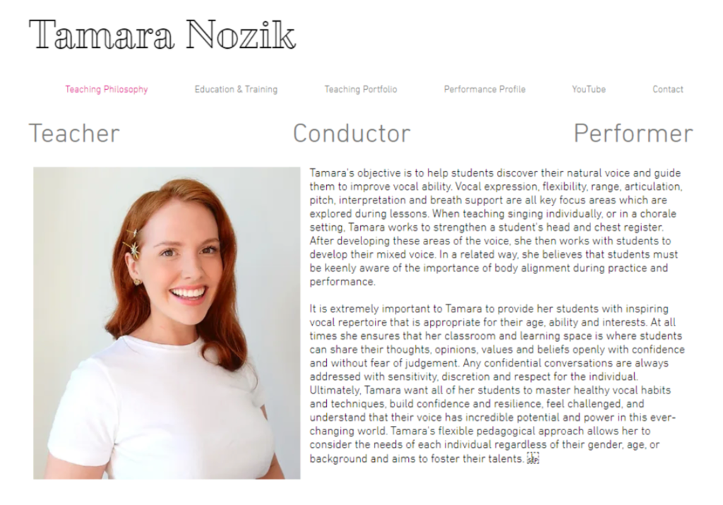 P&aacute;gina de inicio de Tamara Nozik