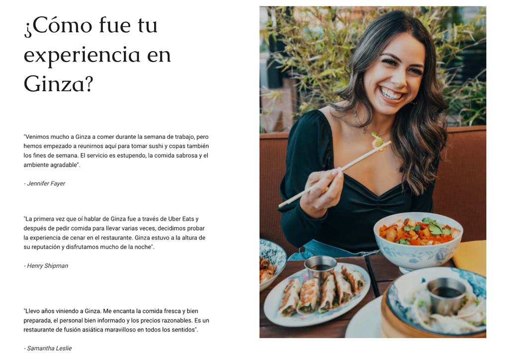 Ejemplo de web de rese&ntilde;as en el Creador de Hostinger