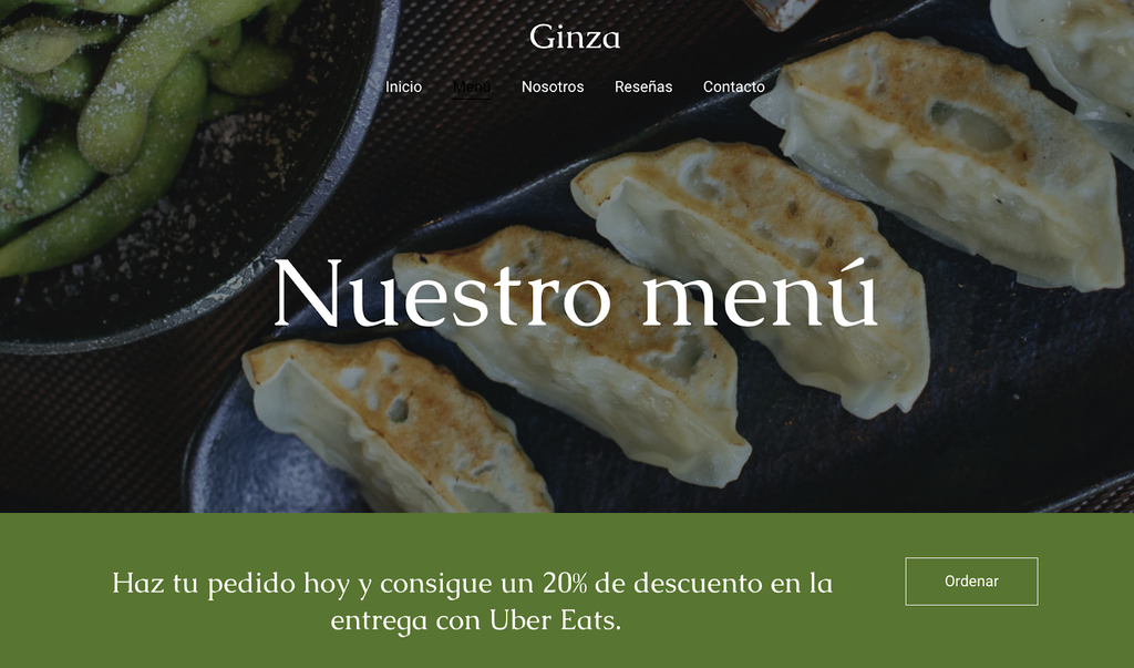 Ejemplo de bot&oacute;n de Uber Eats en el Creador de Hostinger