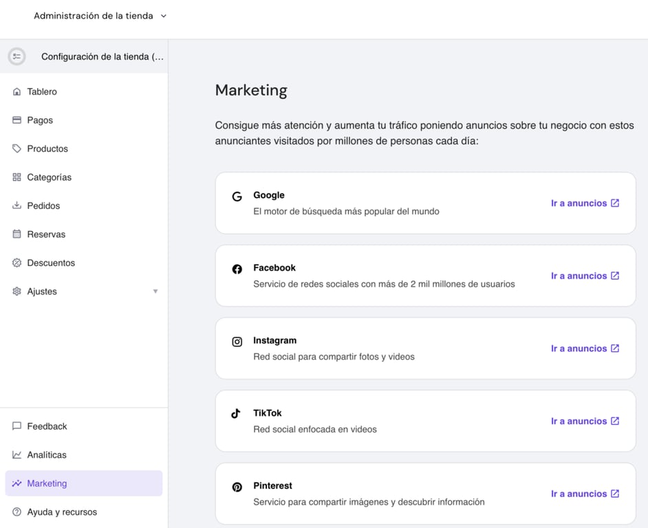 Secci&oacute;n de marketing del Creador de Hostinger