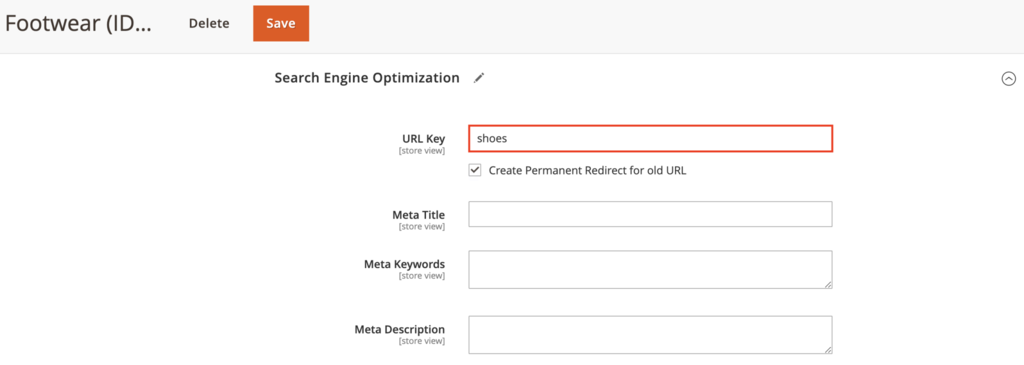 Cambios de clave de la URL en Magento