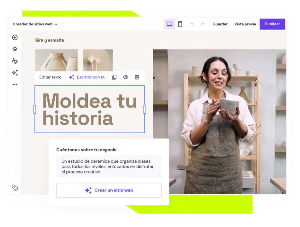 Creador de p&aacute;ginas web de Hostinger