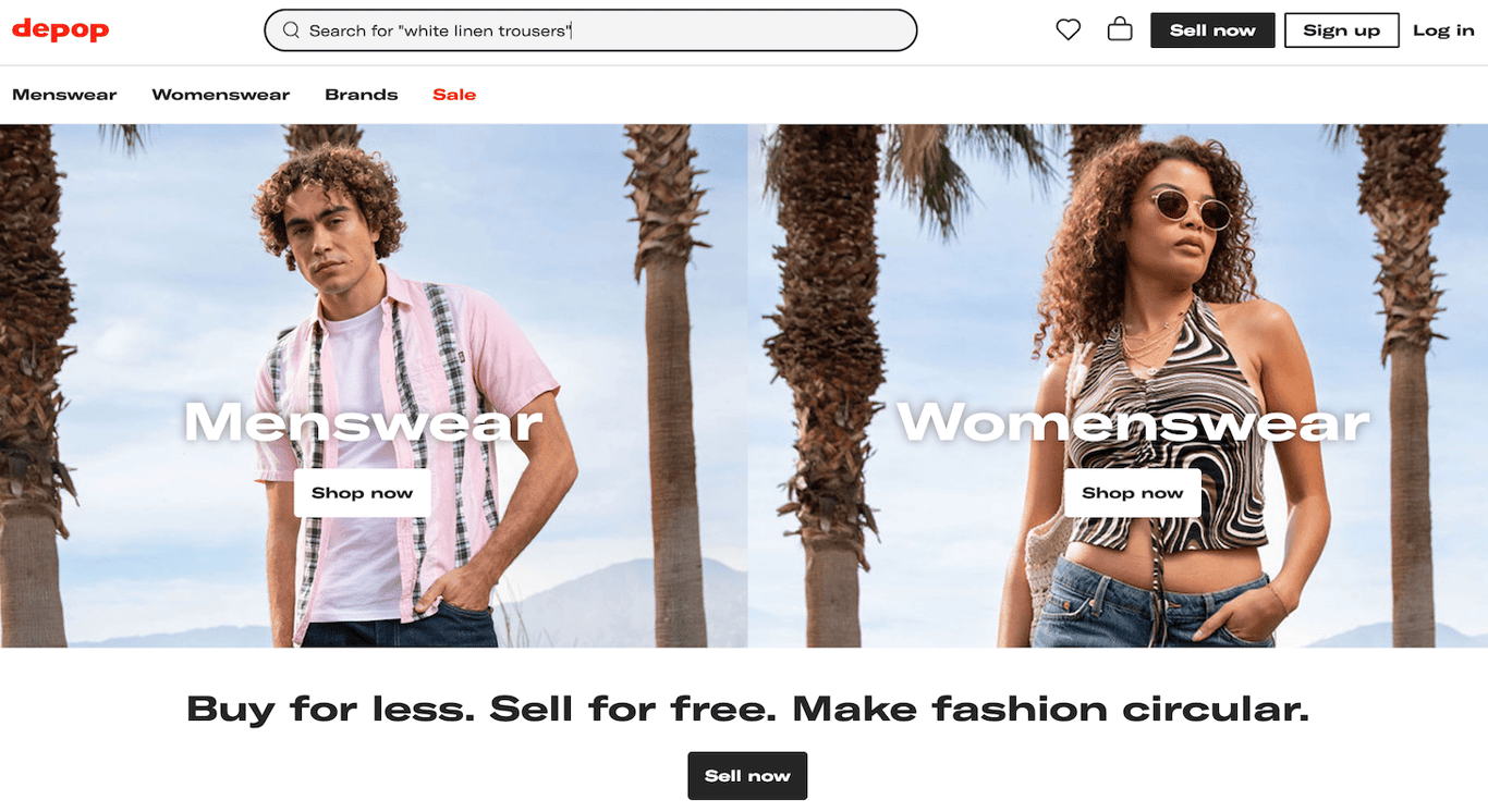 Sitio web de Depop