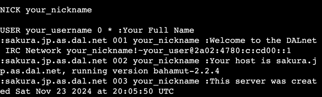 La salida del comando telnet con los usuarios
