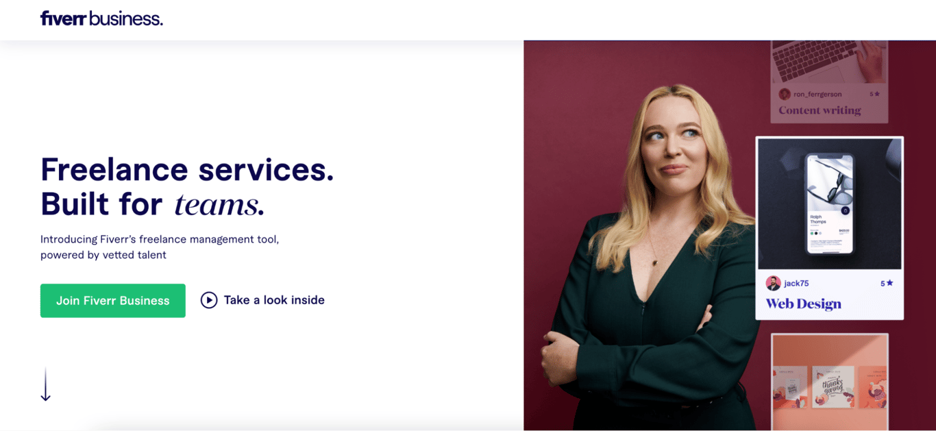 Fiverr Business landing page