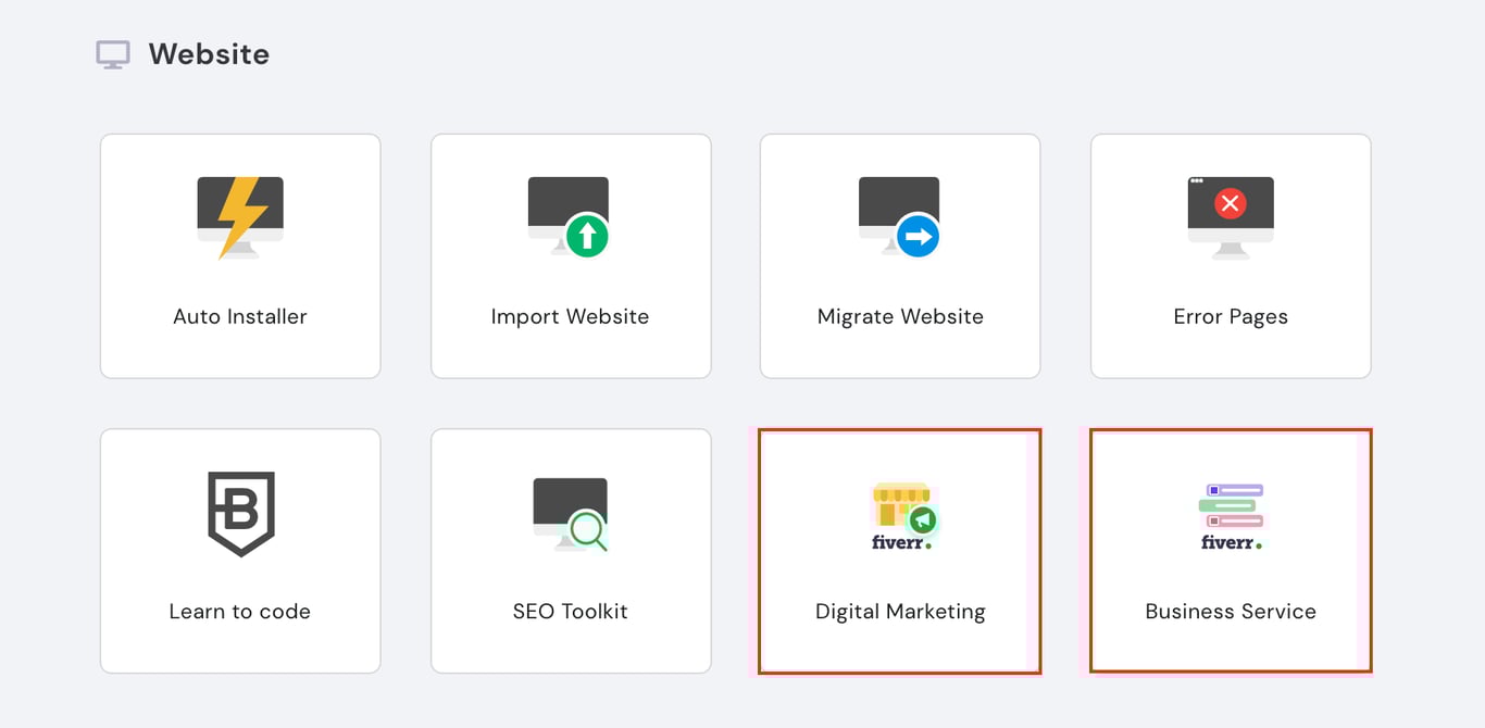 Fiverr's Digital Marketing and Business Service on hPanel